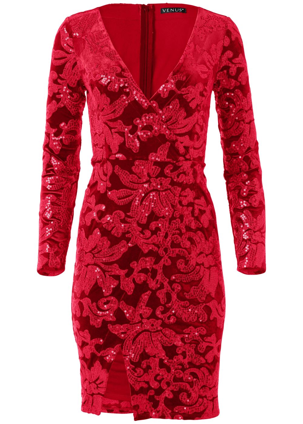 Venus Plus Size Sequin Velvet Detail Dress