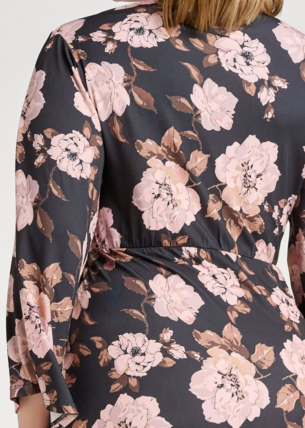 Venus Black Multi FALL FLORAL PRINT KIMONO DRESS