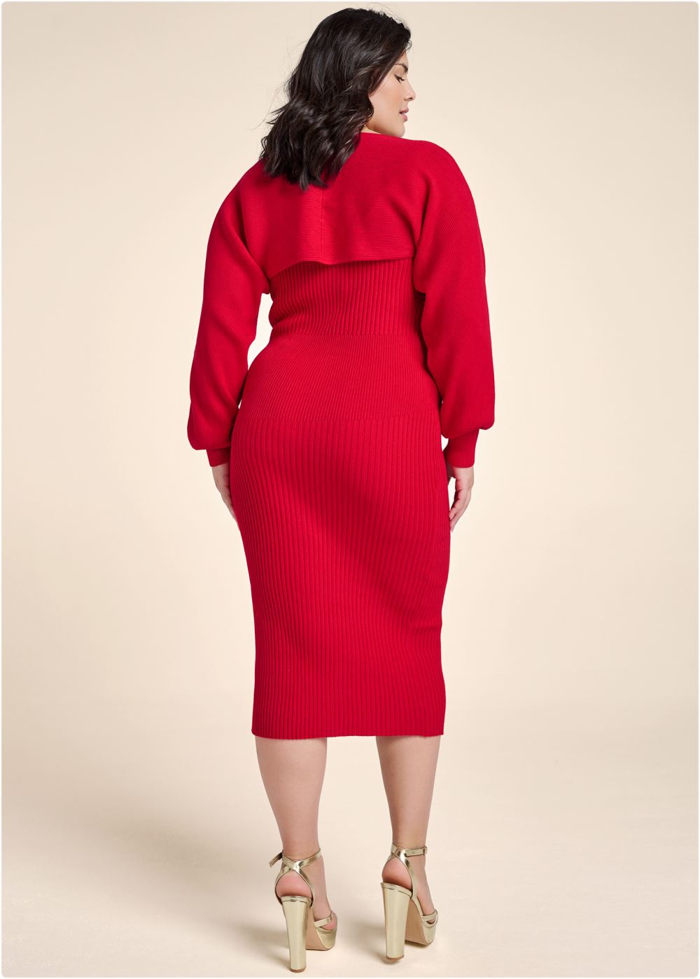 Venus Red SWEATER DRESS WITH SHRUG