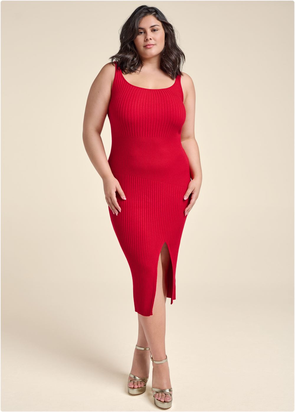 Venus Red SWEATER DRESS WITH SHRUG
