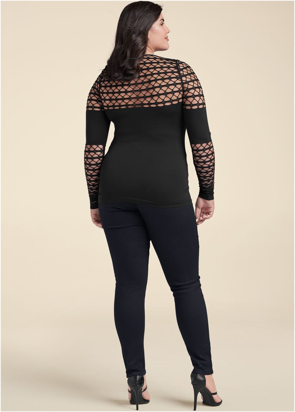 Venus Black Seamless fitted cutout top