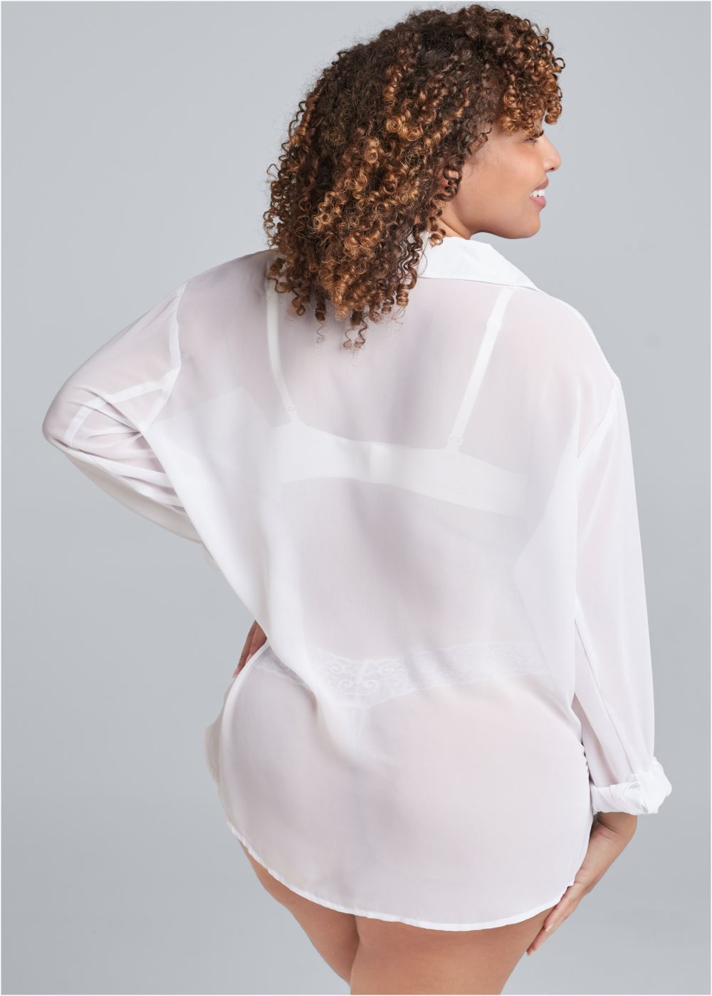 Venus White Sheer Button-Up Sexy Shirt