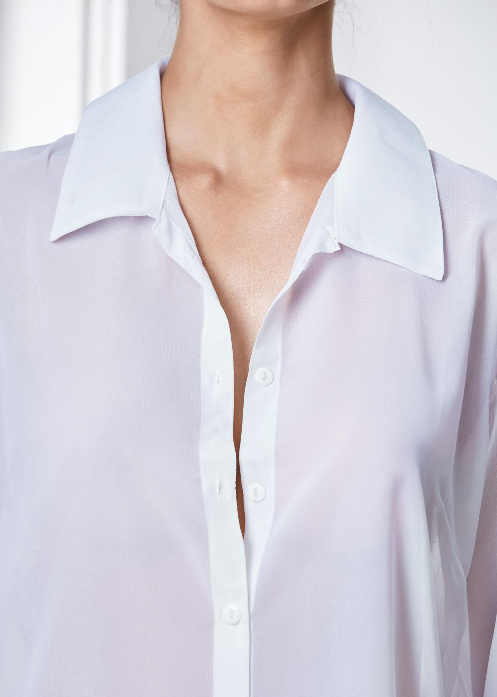 Venus White Sheer Button-Up Sexy Shirt