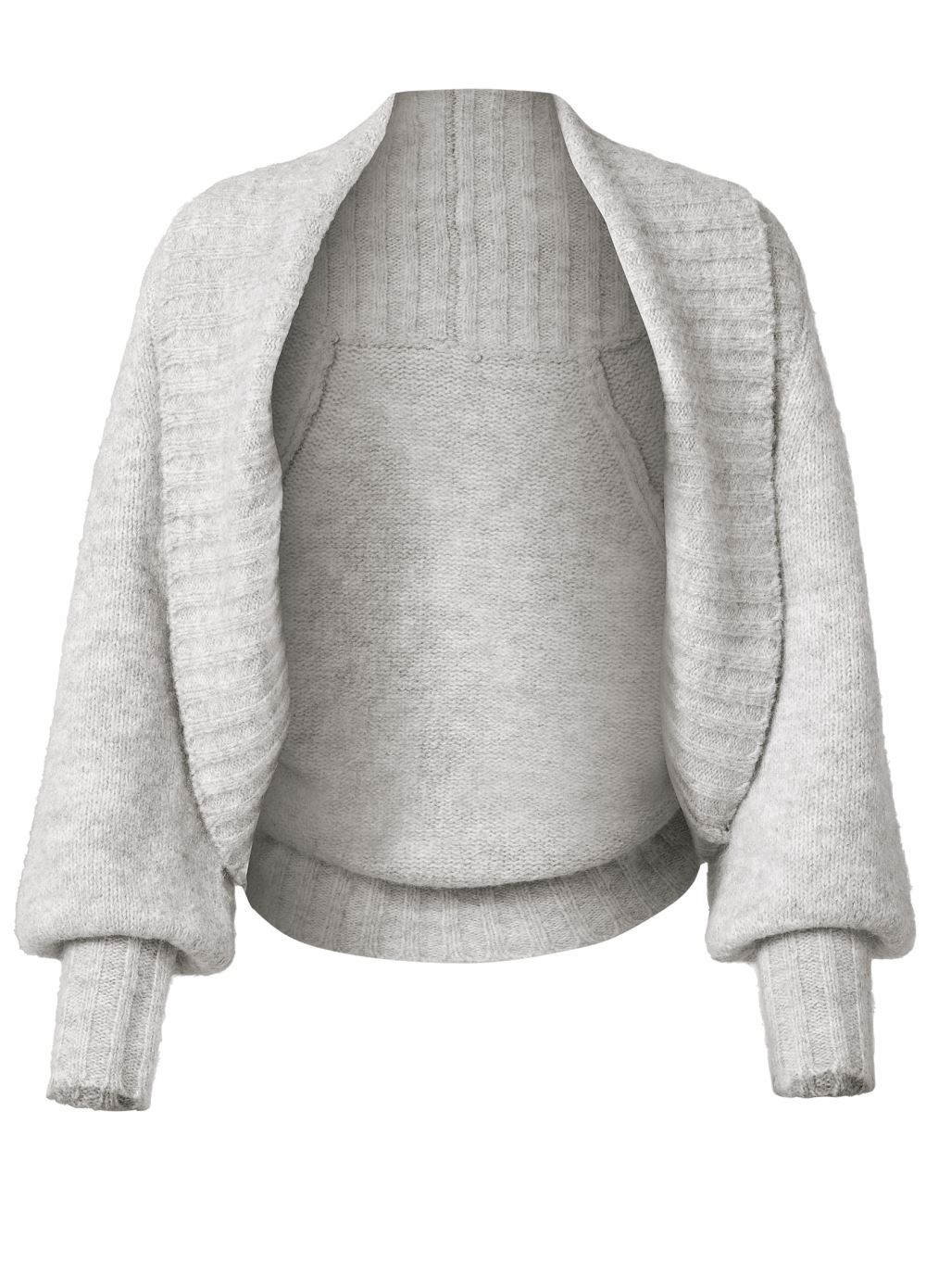 Venus Plus Size Ribbed Knit Shrug in Heather Grey