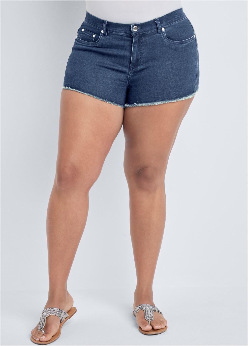 Venus Plus Size Cutoff Jean Shorts - Medium Wash