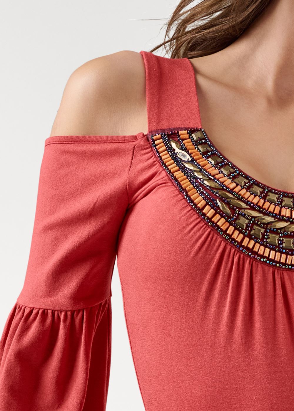 Venus Plus Size Embellished Neckline Top