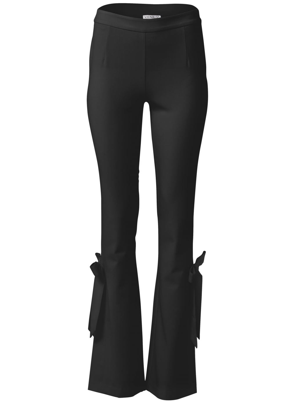Venus Plus Size Tie Bow Hem Pants in Black