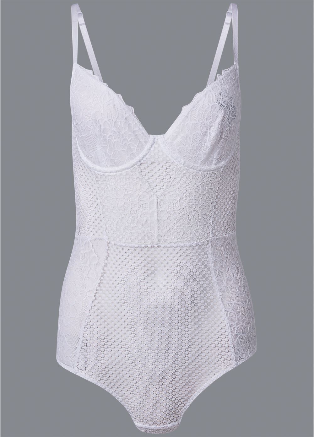 Venus White FISHNET LACE TEDDY