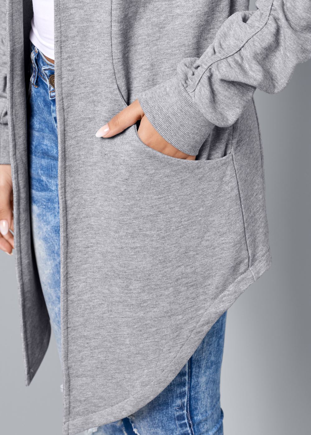 Venus Plus Size Asymmetrical Lounge Hoodie in Heather Grey
