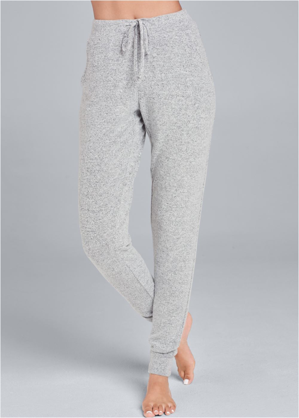 Venus Plus Size Cozy Lounge Hacci Joggers in Heather Grey
