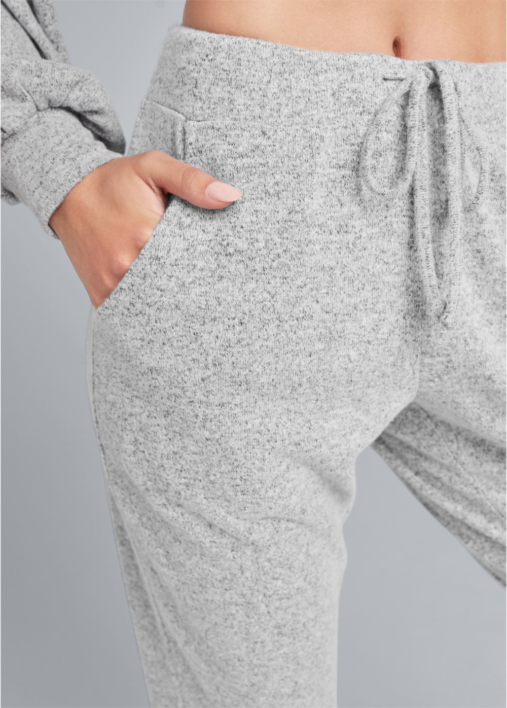 Venus Plus Size Cozy Lounge Hacci Joggers in Heather Grey