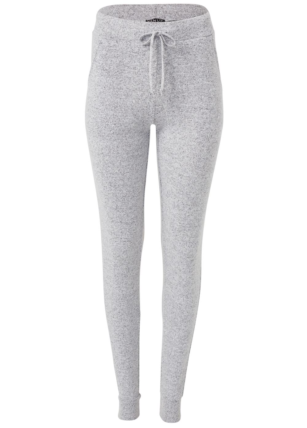 Venus Plus Size Cozy Lounge Hacci Joggers in Heather Grey