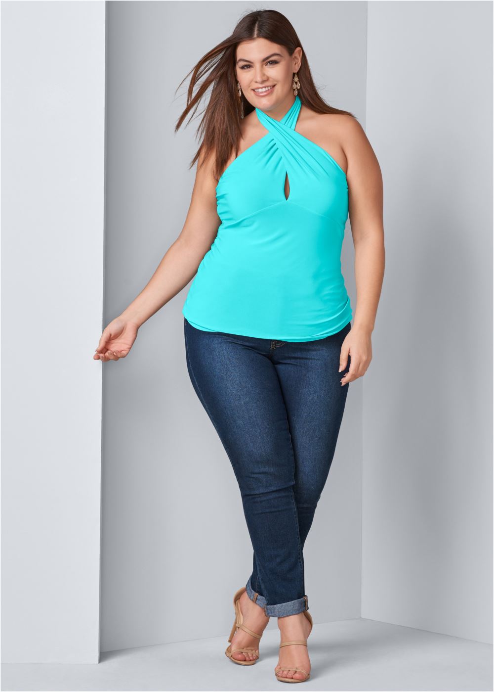 Venus Plus Size Keyhole Detail Halter Top