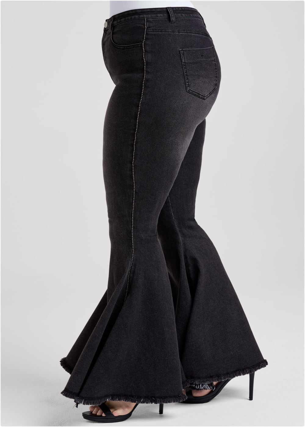 Venus Plus Size Extreme Flare Jeans in Black Denim