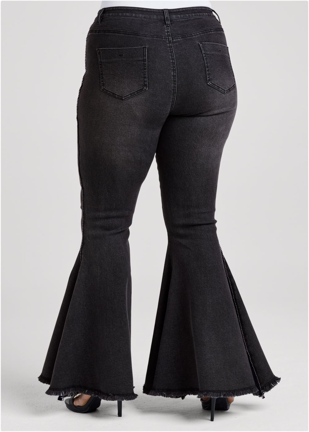 Venus Plus Size Extreme Flare Jeans in Black Denim