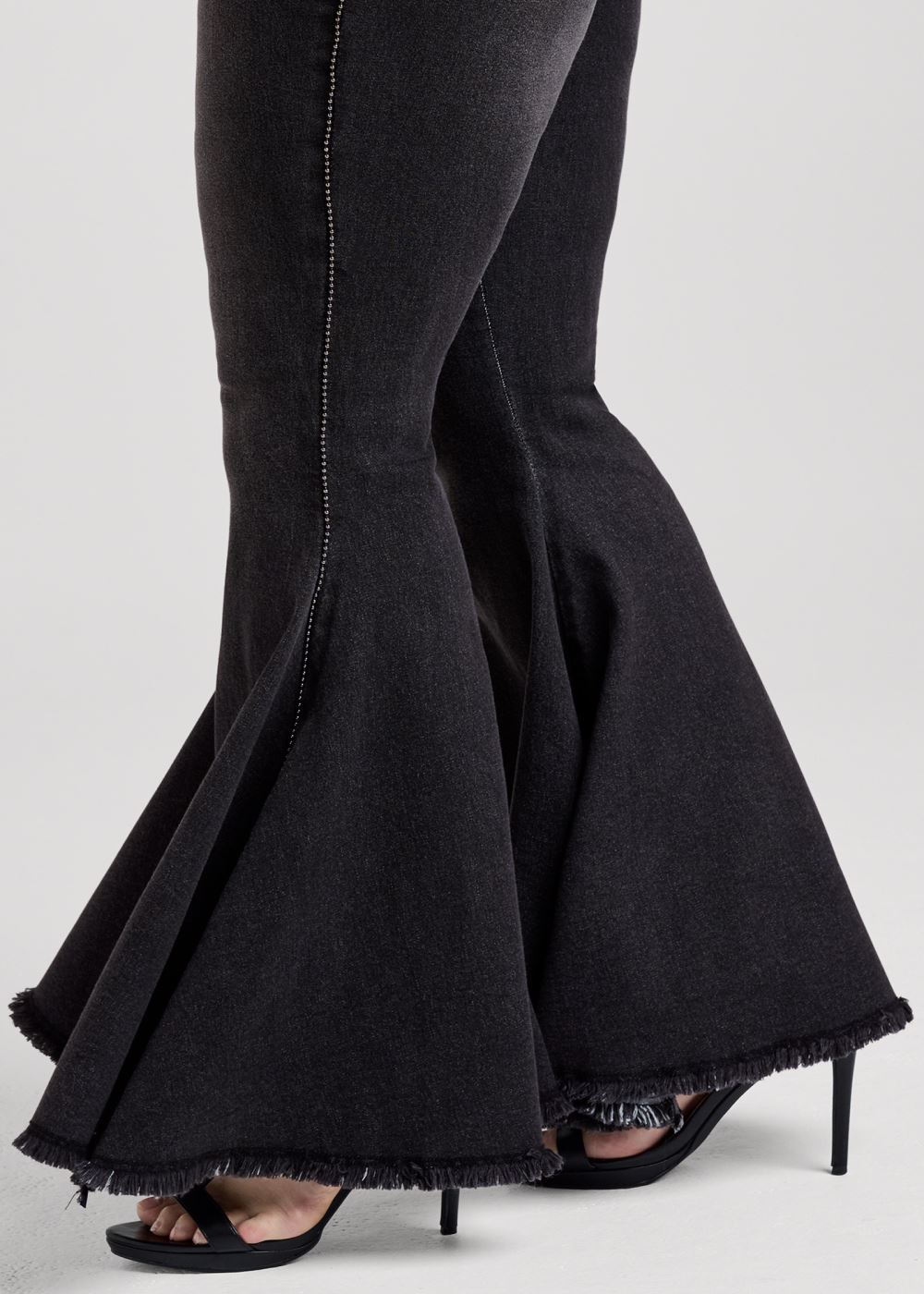 Venus Plus Size Extreme Flare Jeans in Black Denim