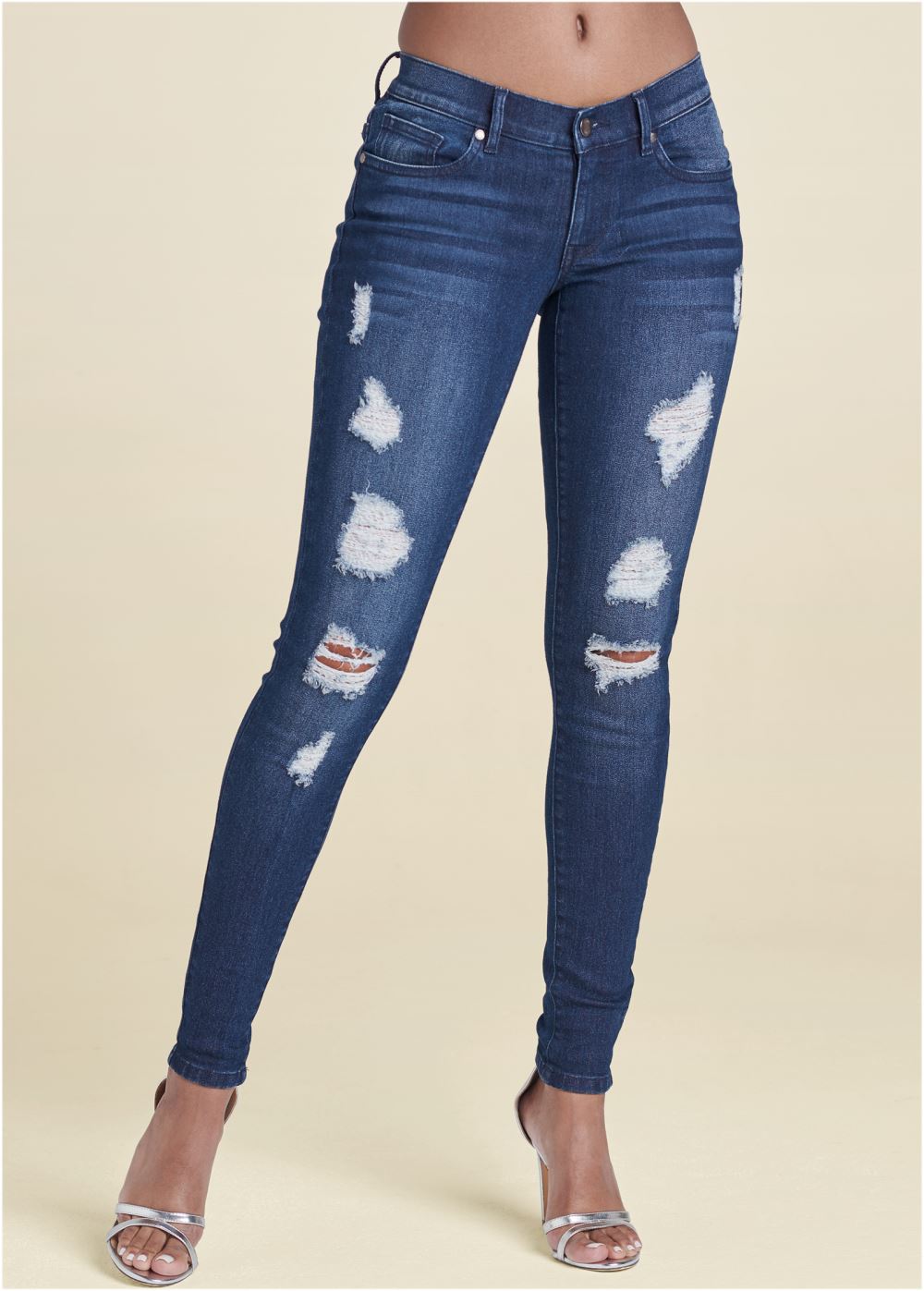 Venus Dark Wash Ripped Skinny Jeans