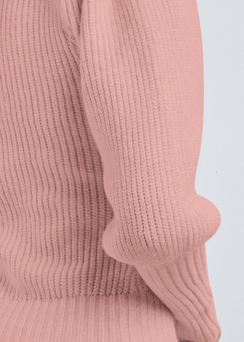 Venus Plus Size Ribbed V-Neck Sweater in Dusty Pink