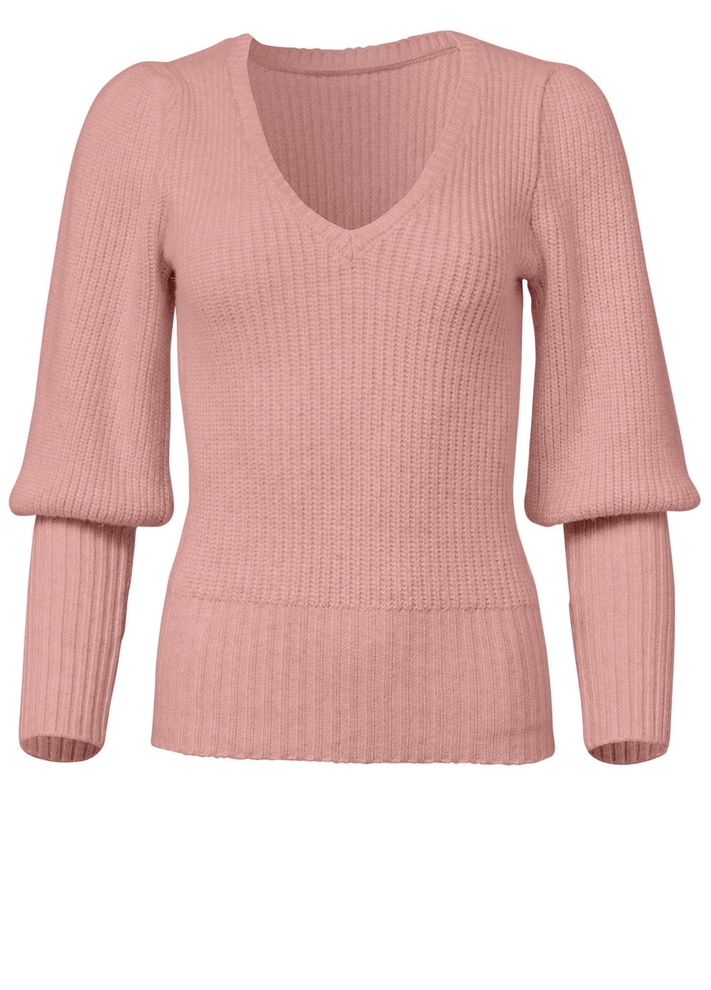 Venus Plus Size Ribbed V-Neck Sweater in Dusty Pink