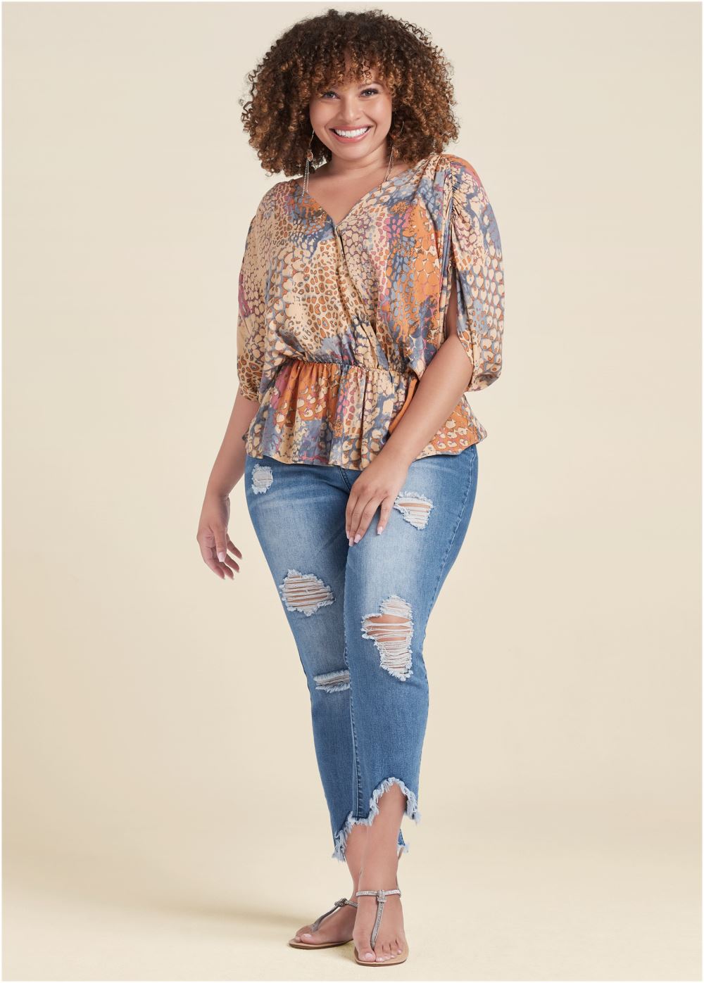 Venus Plus Size Abstract Mirage Printed Top
