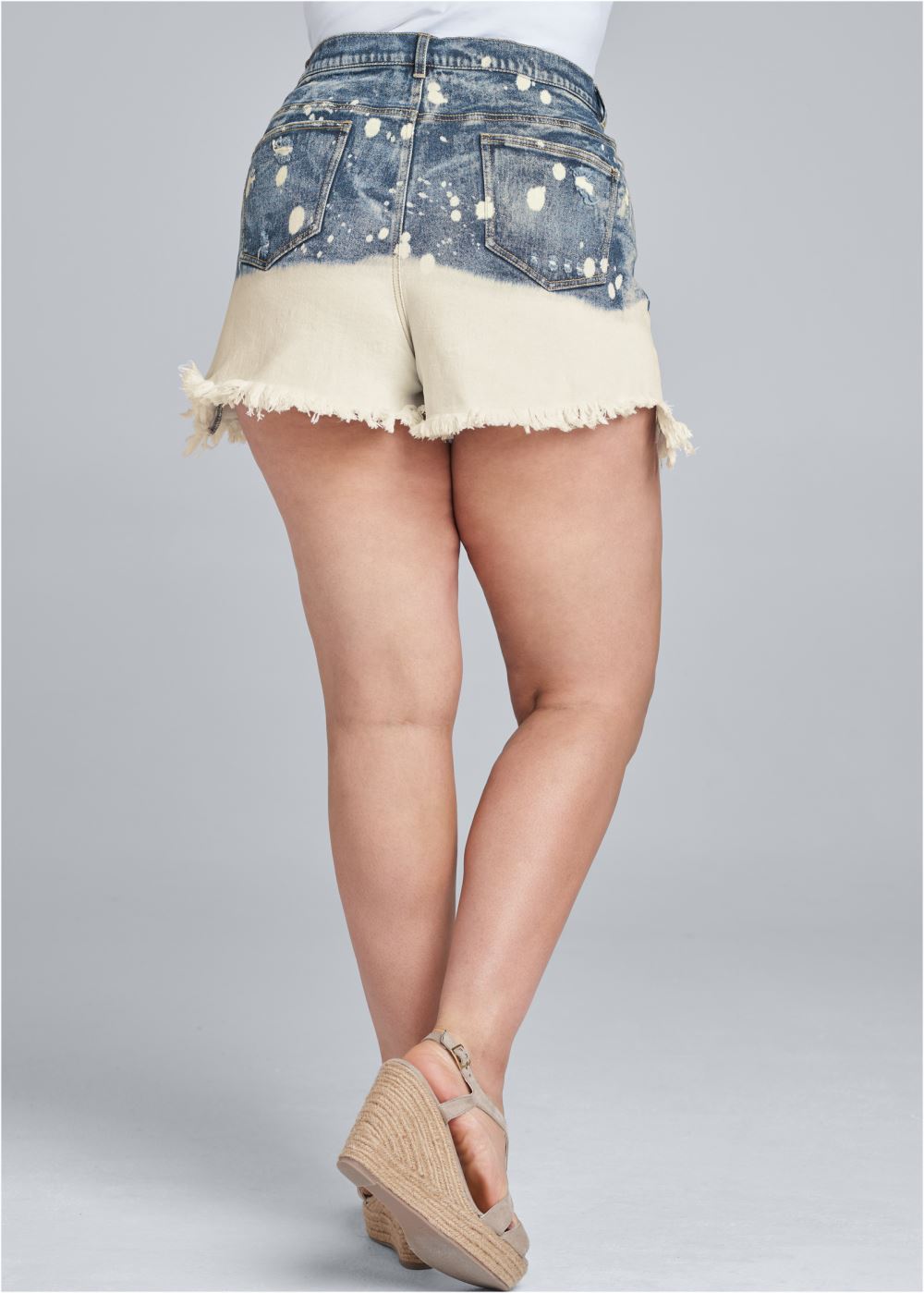 Venus Plus Size Bleached Jean Shorts - Denim Blue