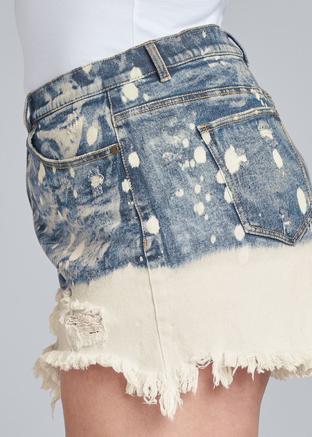 Venus Plus Size Bleached Jean Shorts - Denim Blue