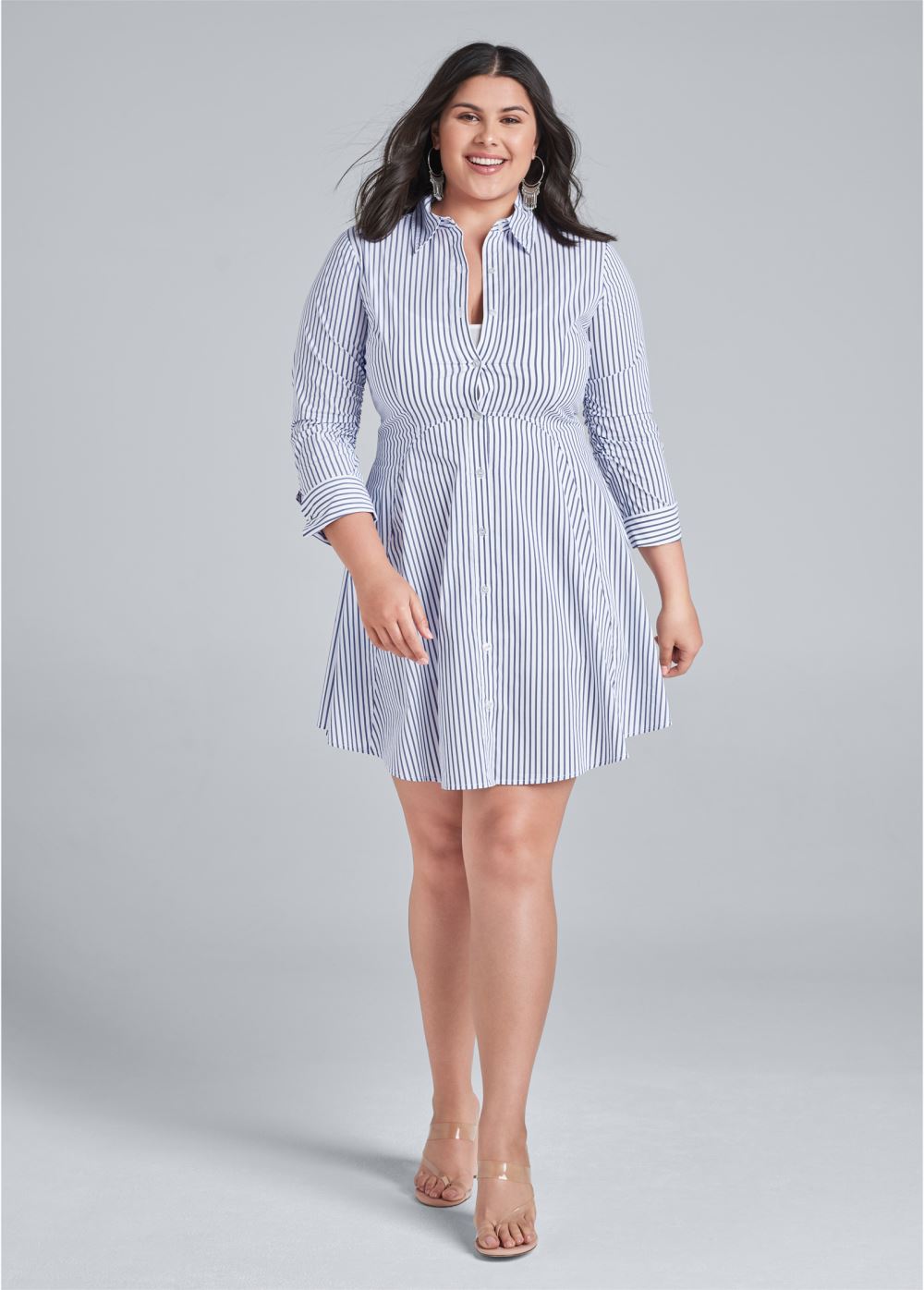 Venus Plus Size Collared Shirt Dress