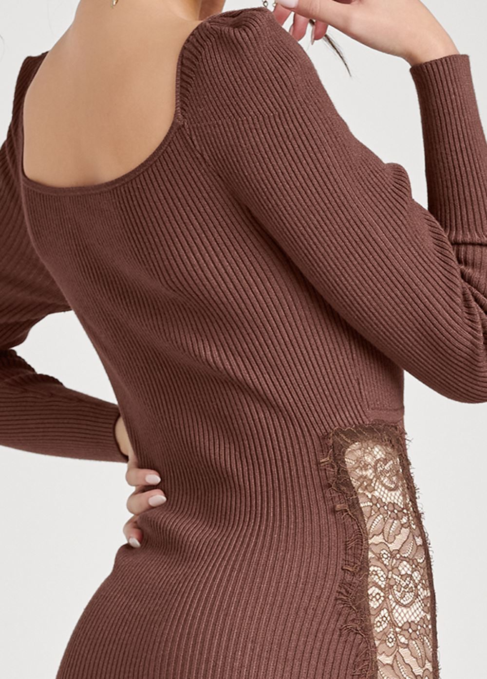 Venus Plus Size Lace Detail Sweater Dress