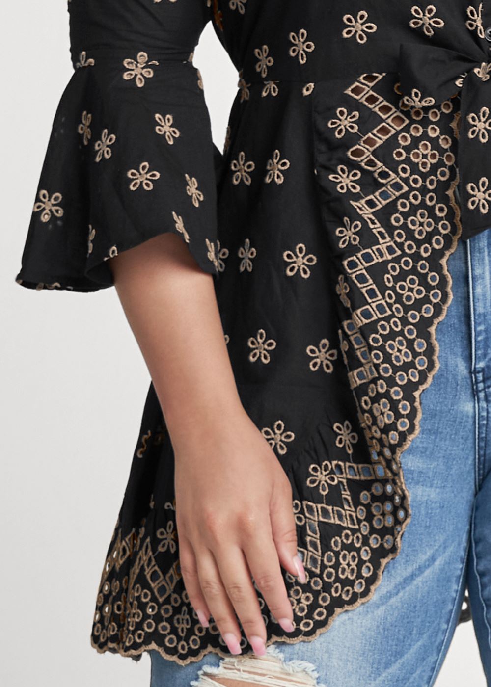 Venus Plus Size Eyelet High-Low Top