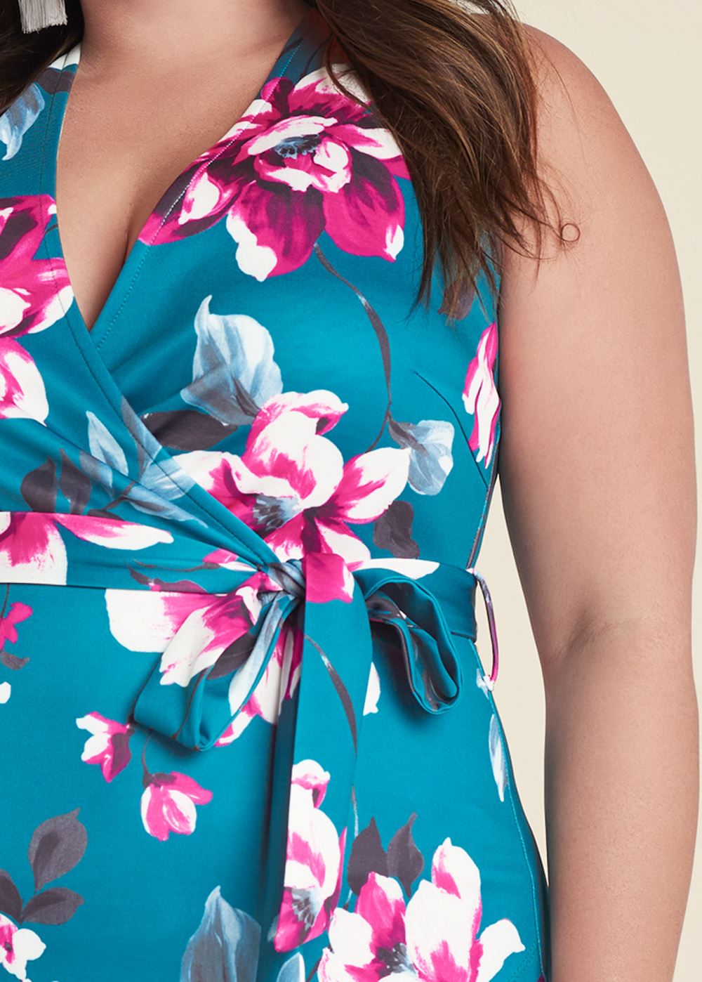 Venus Plus Size Tie Detail Surplice Dress