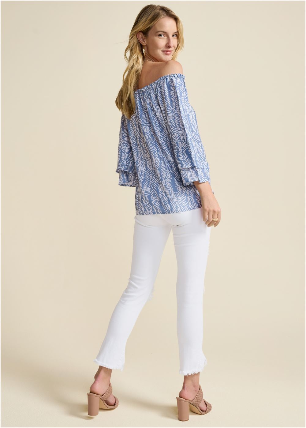Venus Plus Size Off-The-Shoulder Printed Top