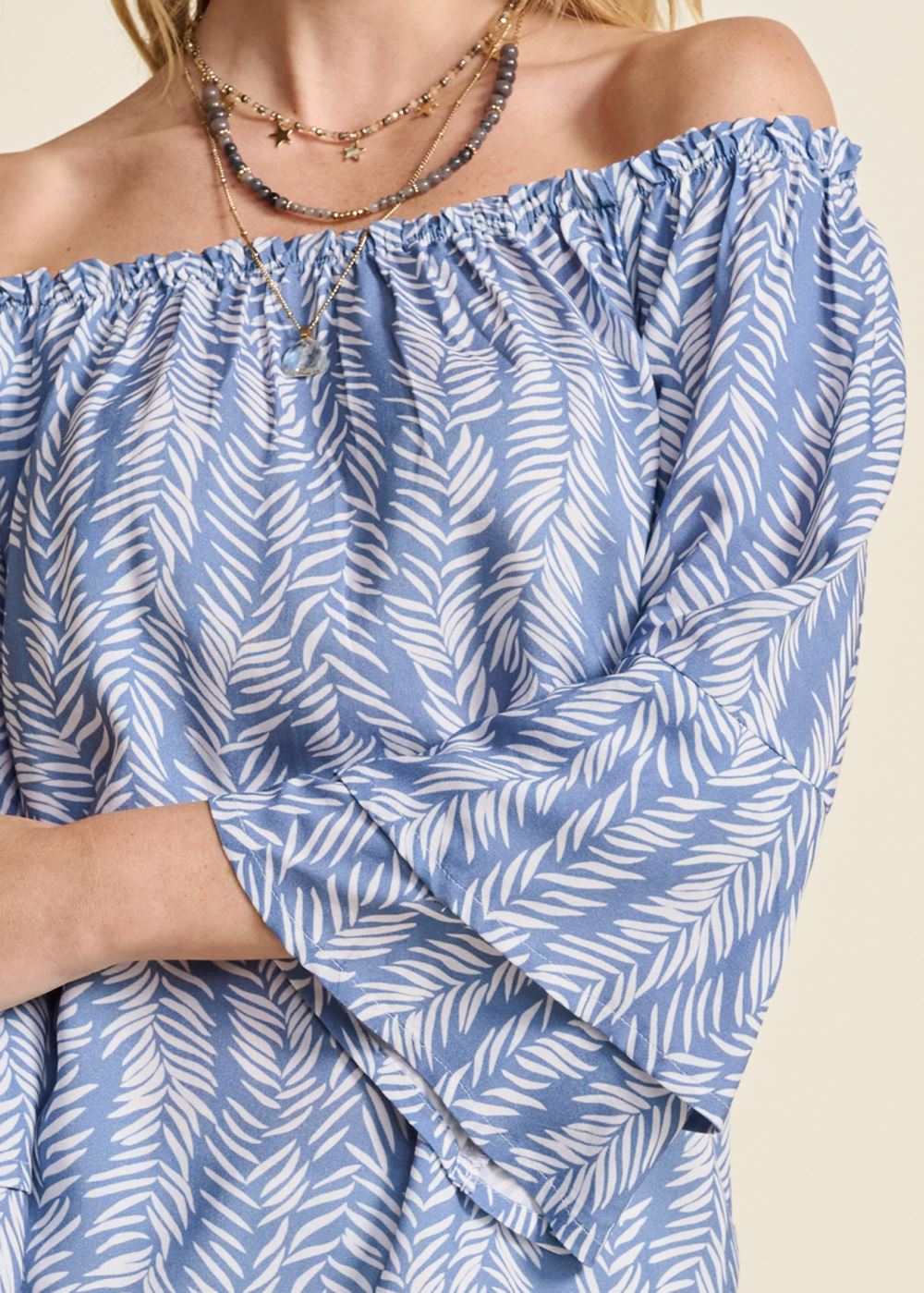 Venus Plus Size Off-The-Shoulder Printed Top