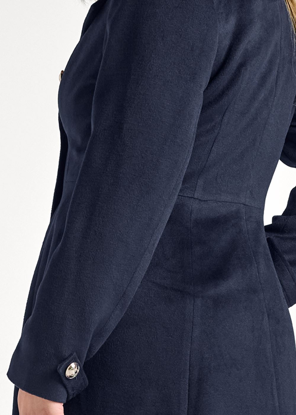 Venus A-Line Double Breasted Coat in Navy