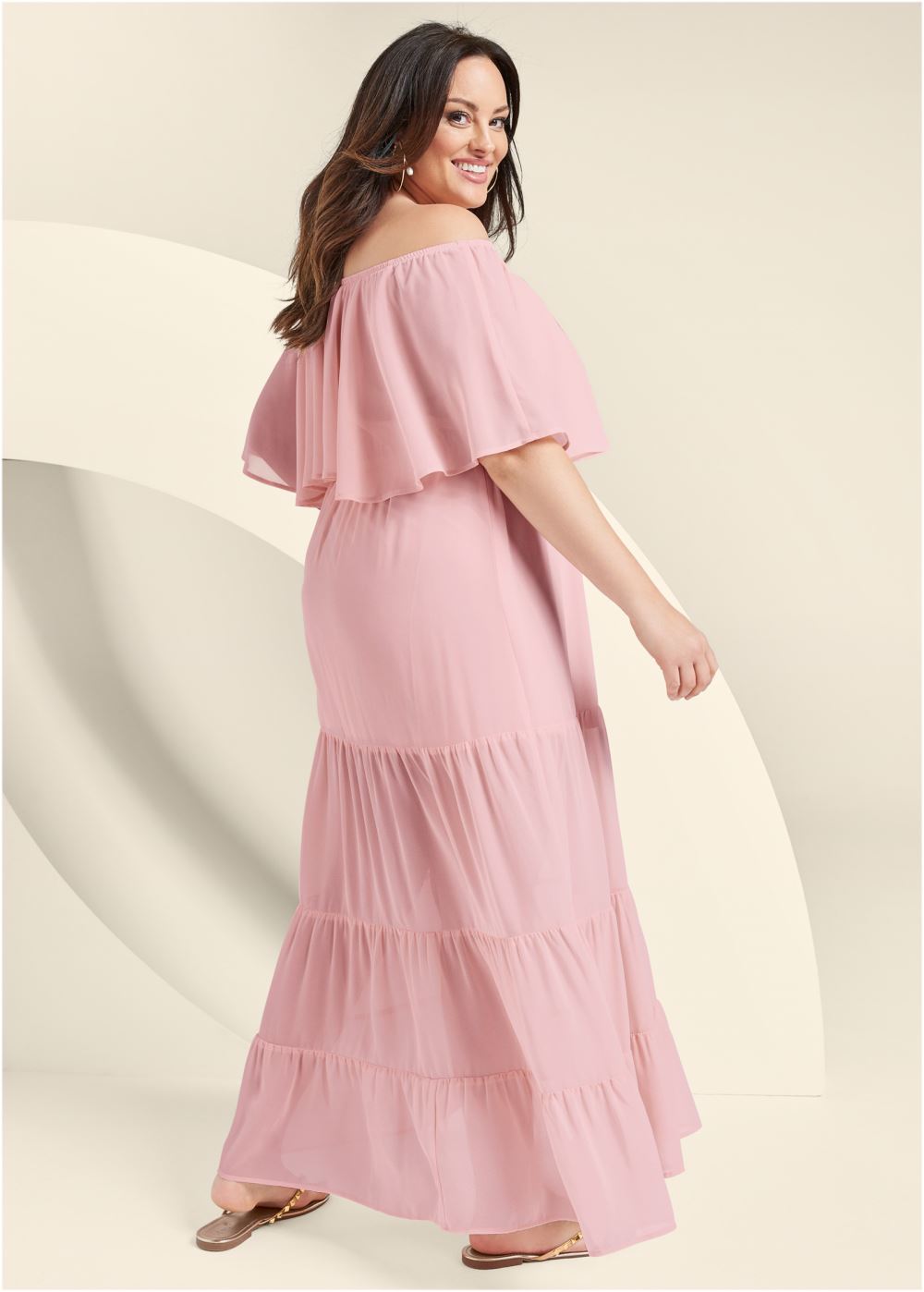 Venus Light Pink TIERED MAXI DRESS