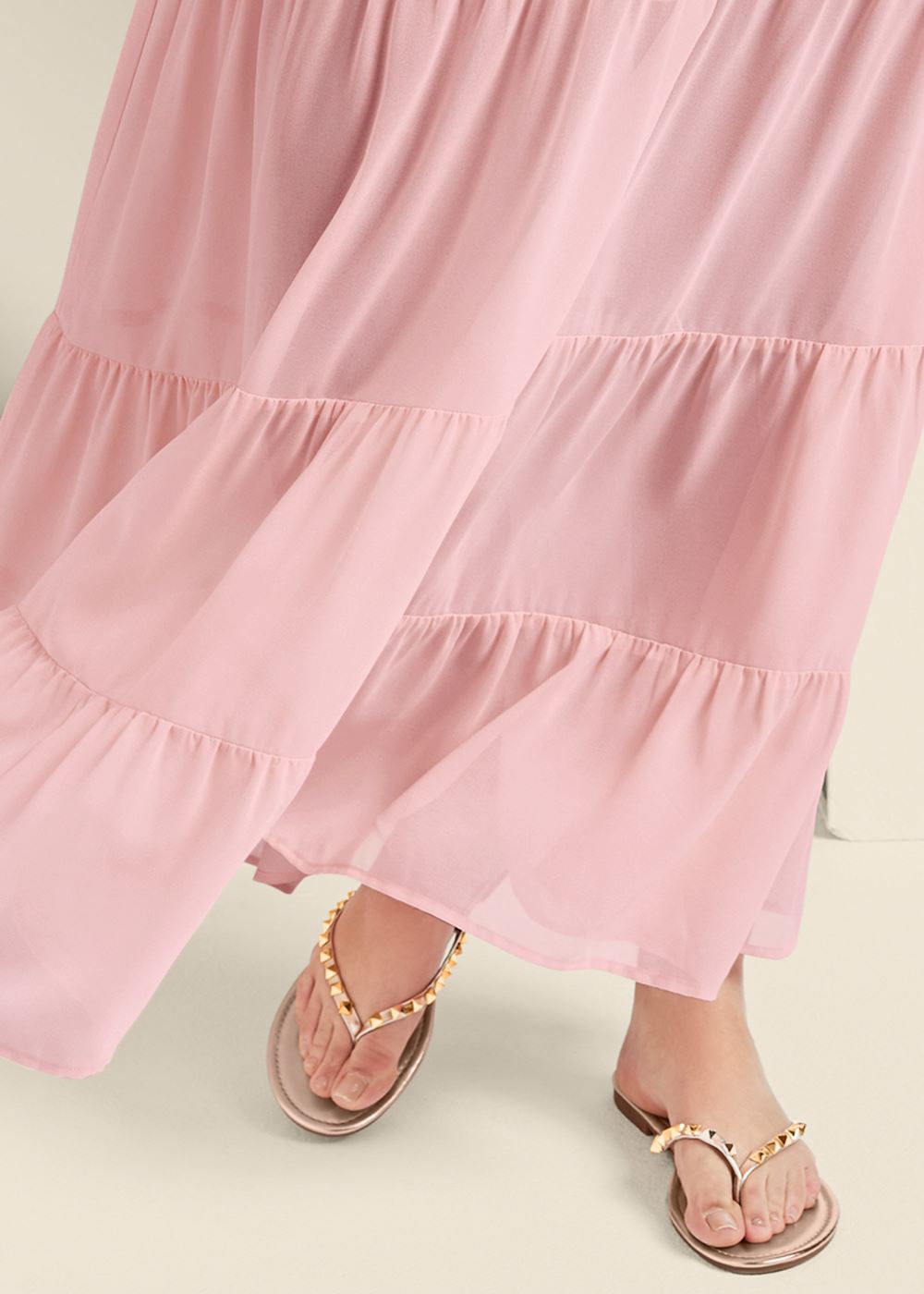 Venus Light Pink TIERED MAXI DRESS
