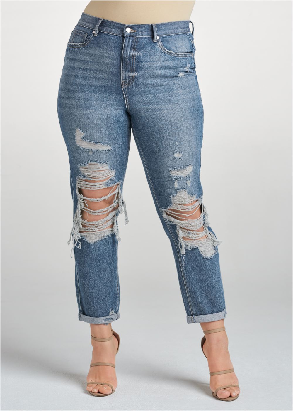 Venus Plus Size New Vintage Boyfriend Jeans in Medium Wash