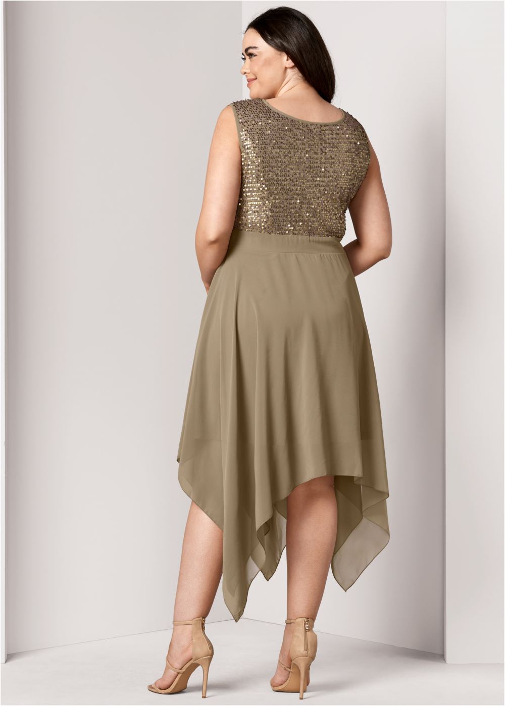 Venus Taupe SEQUIN DETAIL PARTY DRESS
