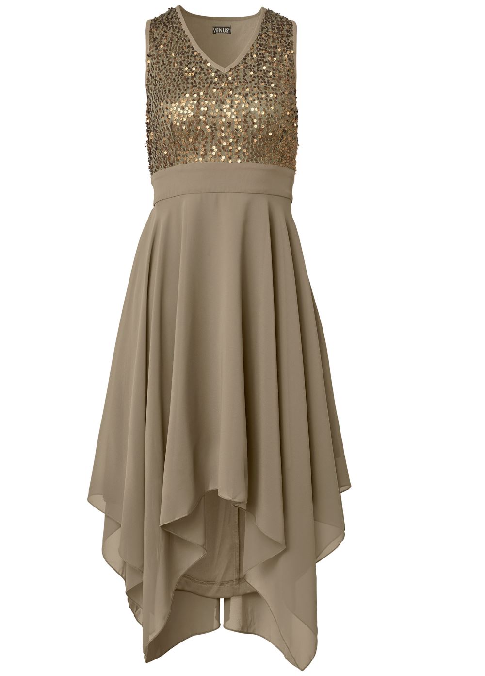 Venus Taupe SEQUIN DETAIL PARTY DRESS