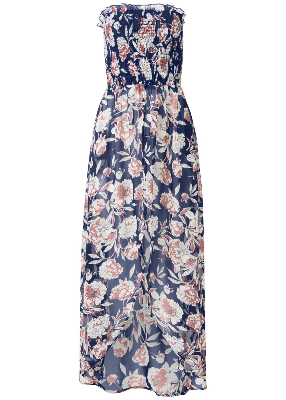 Venus Plus Size Smocked Floral High-Low Top