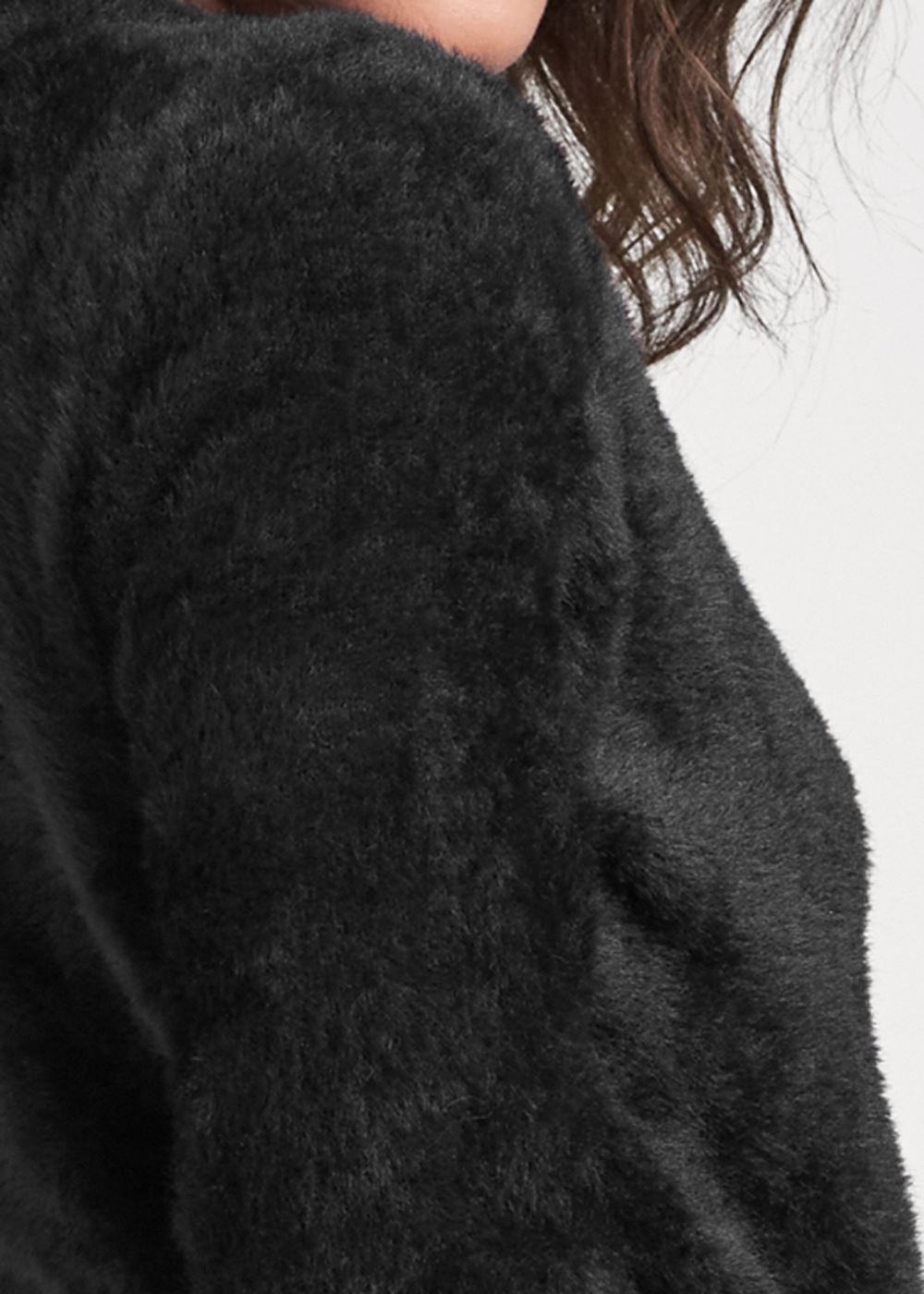 Venus Plus Size Cozy Button-Front Cardigan in Black