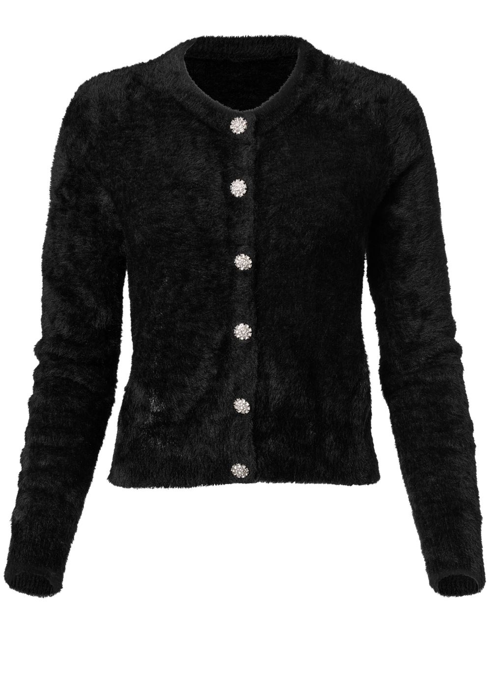 Venus Plus Size Cozy Button-Front Cardigan in Black