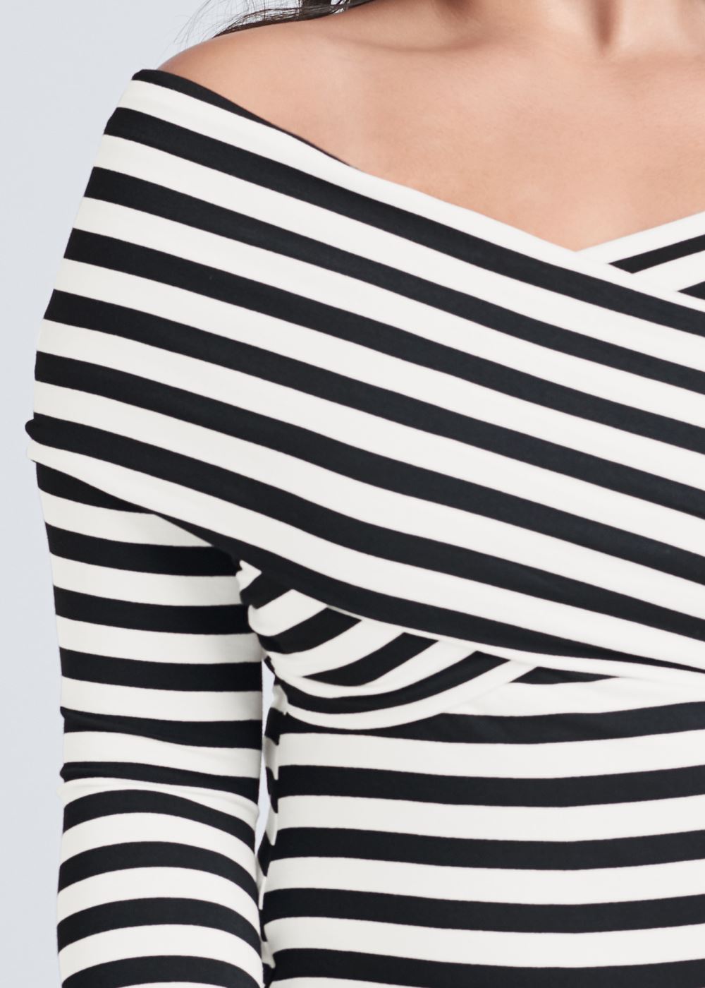 Venus Plus Size Stripe Off-The-Shoulder Top