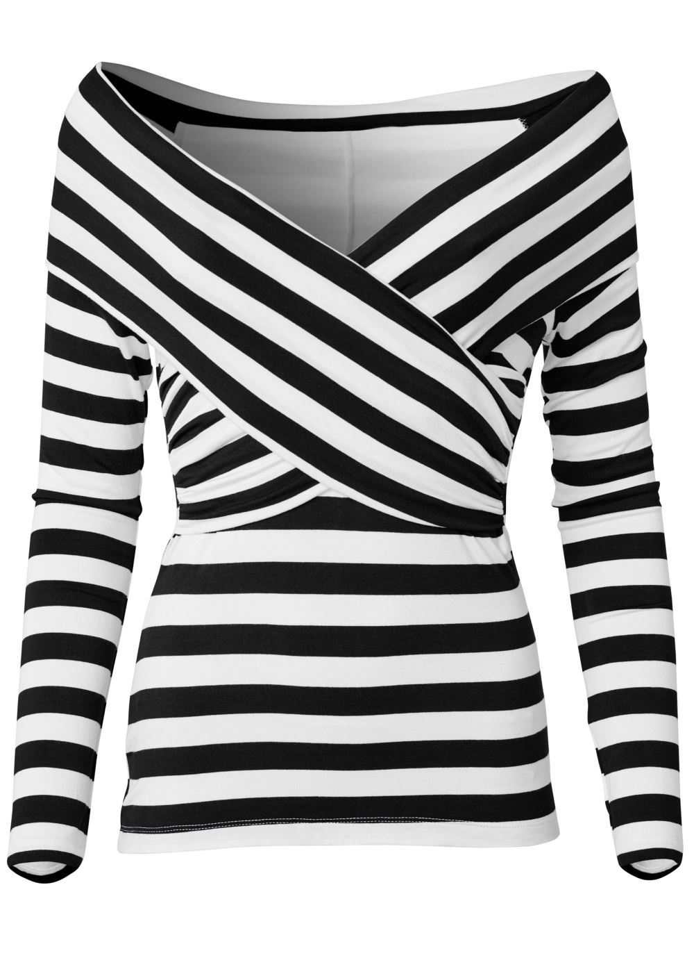 Venus Plus Size Stripe Off-The-Shoulder Top
