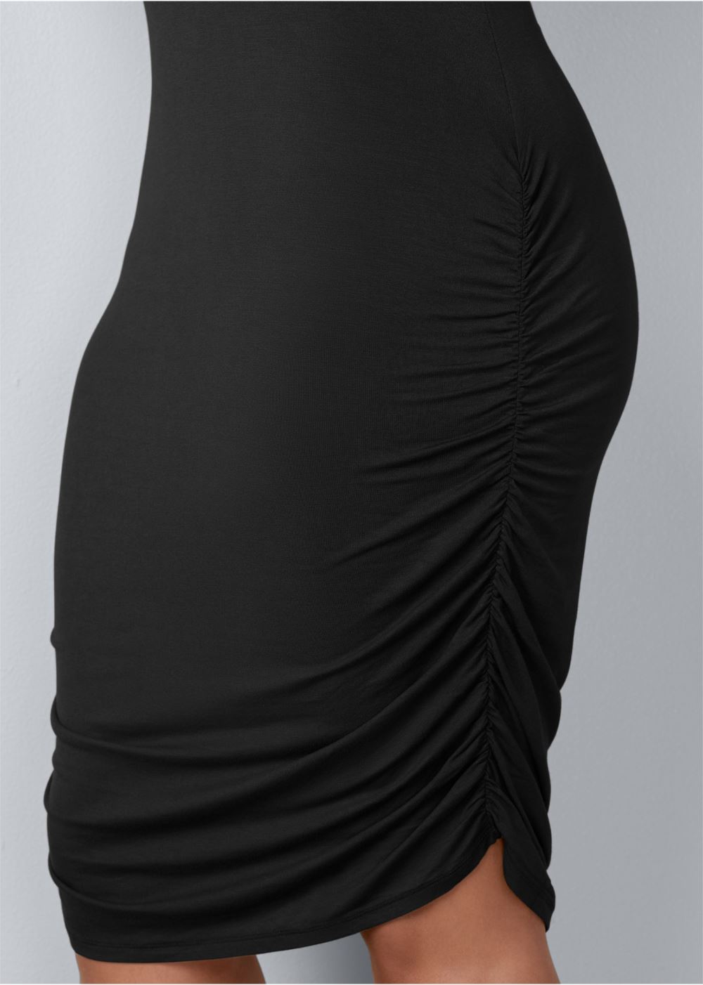 Venus Black LONG SLEEVE RUCHED DRESS