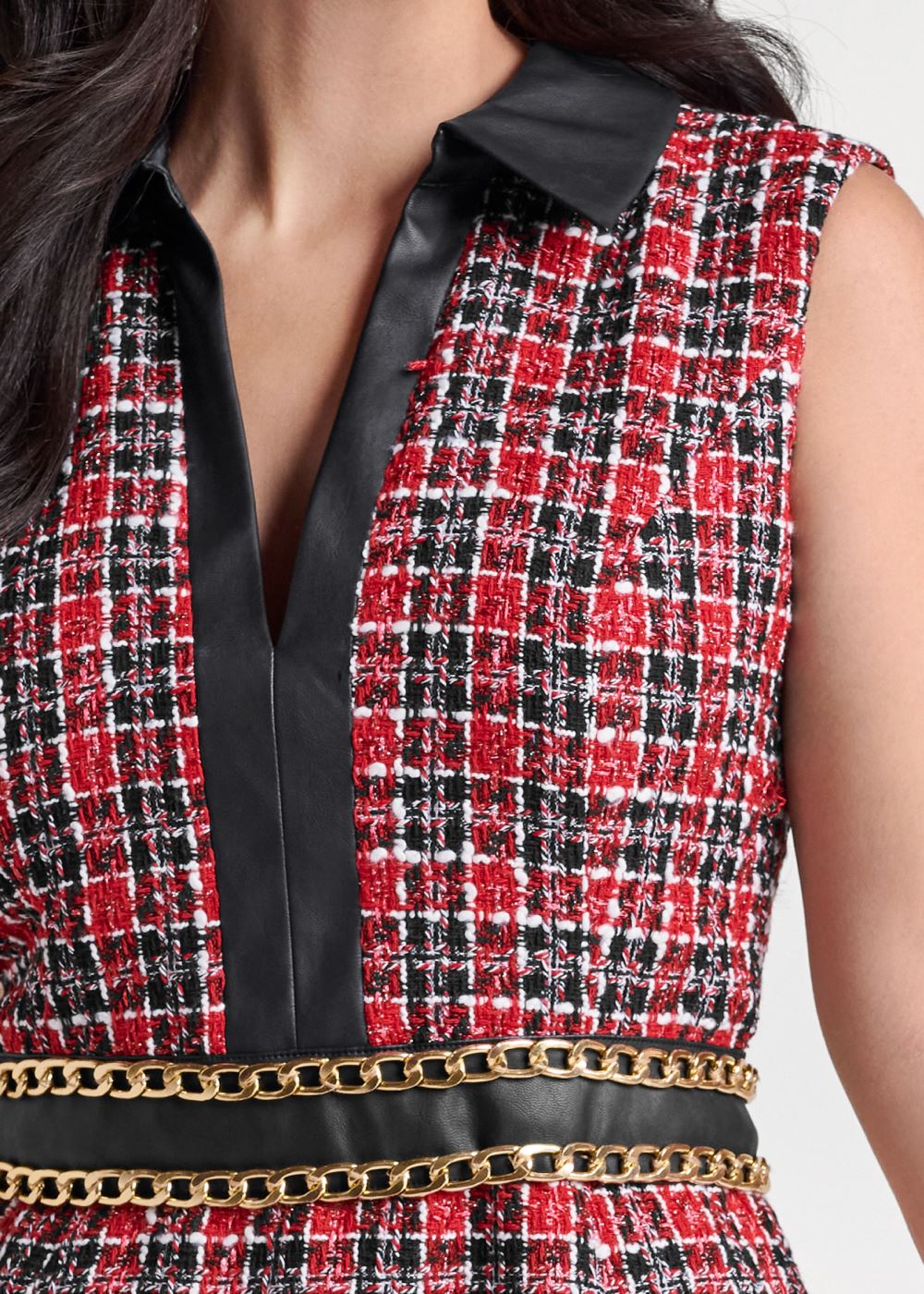 Venus Plus Size Collared Tweed Dress