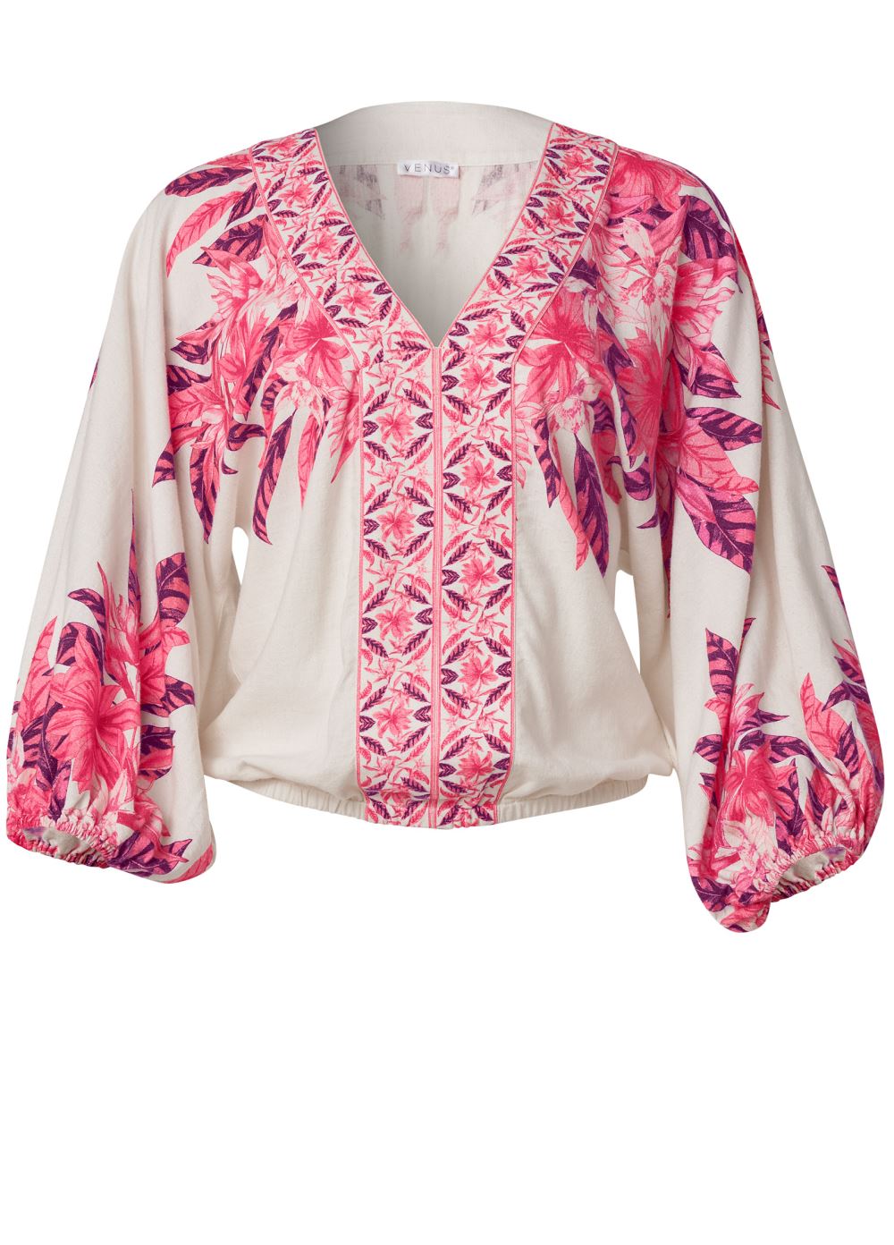 Venus Plus Size Strawberry Floral Print Top