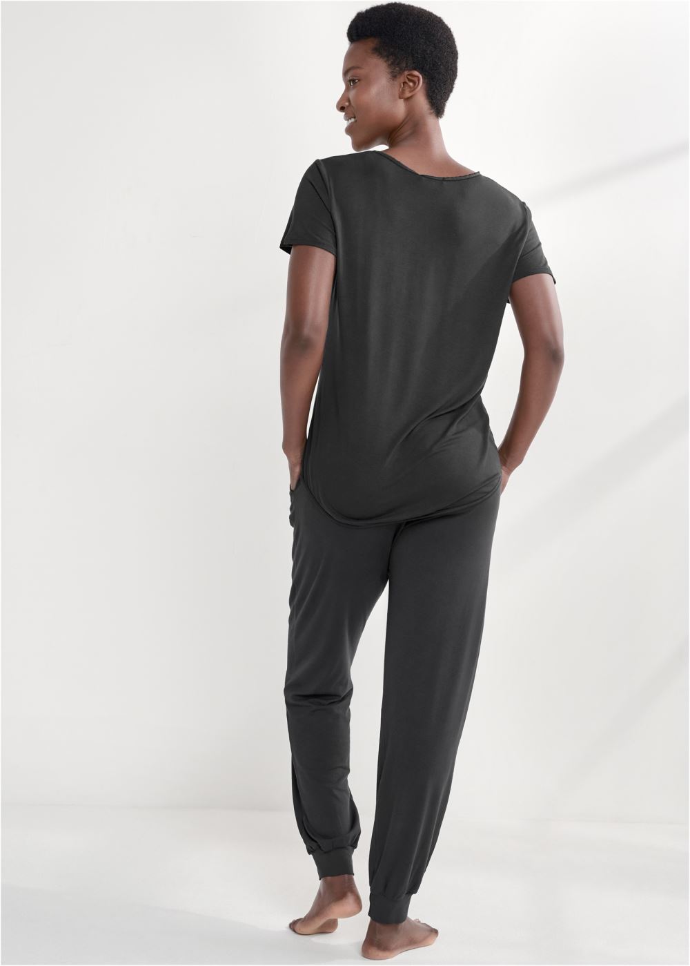 Venus Black SATIN DETAIL SLEEP TOP