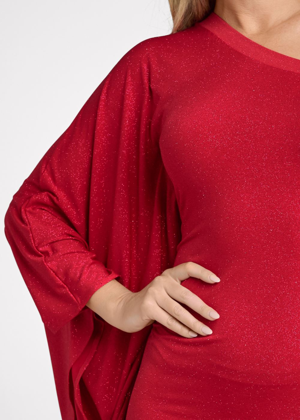 Venus Plus Size One-Shoulder Shimmer Dress