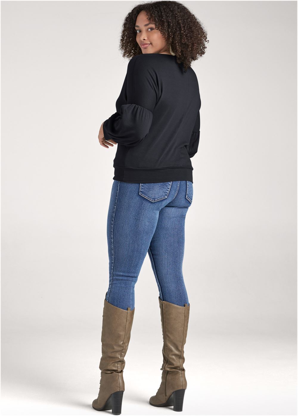 Venus Plus Size Strappy Detail Sweatshirt in Black