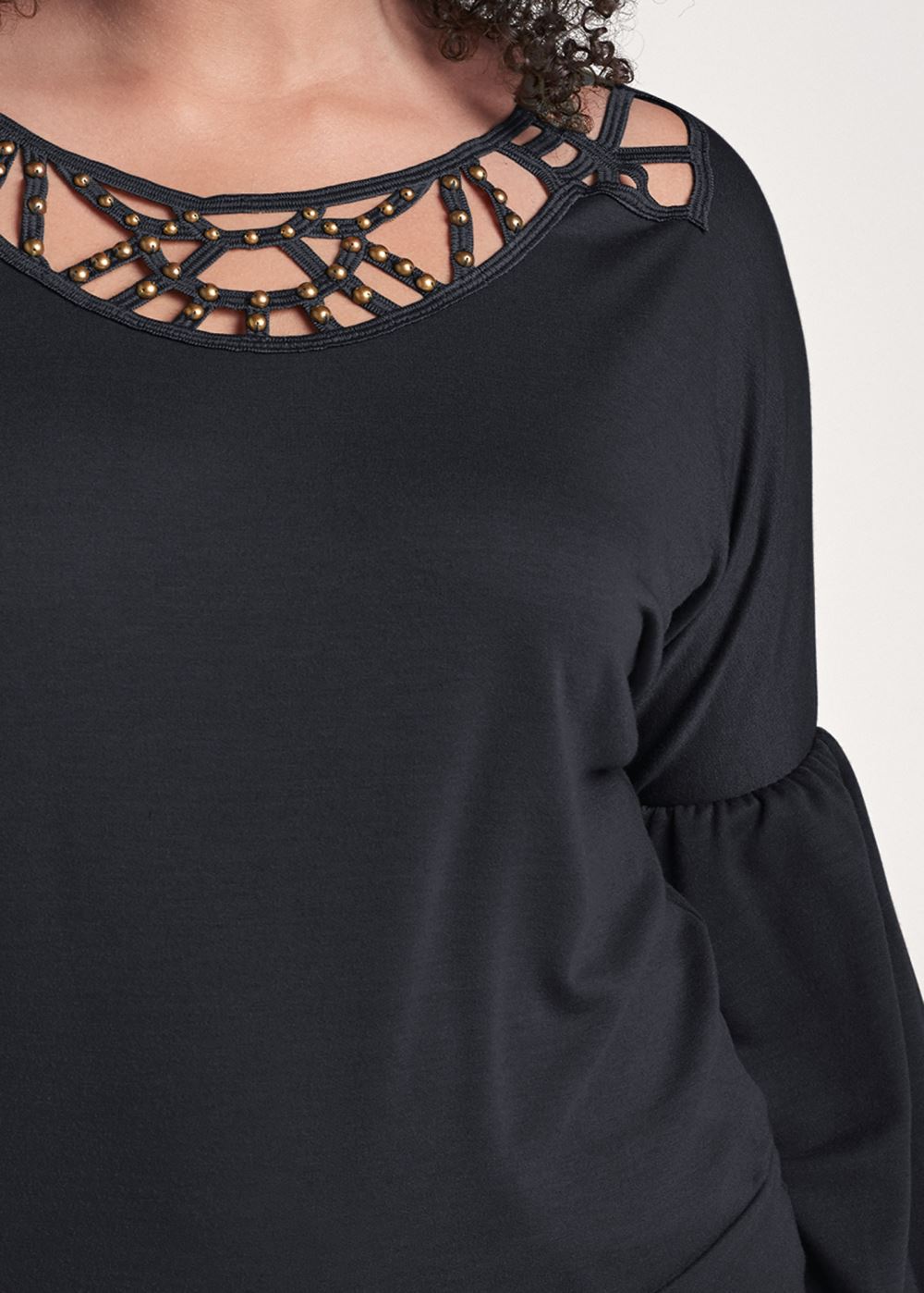 Venus Plus Size Strappy Detail Sweatshirt in Black